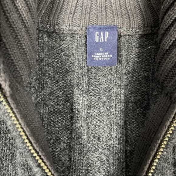 Gap 1/4 Zip Pullover Mock Neck Sweater Jumper Knit Men’s Size Large Grey - Picture 4 of 6